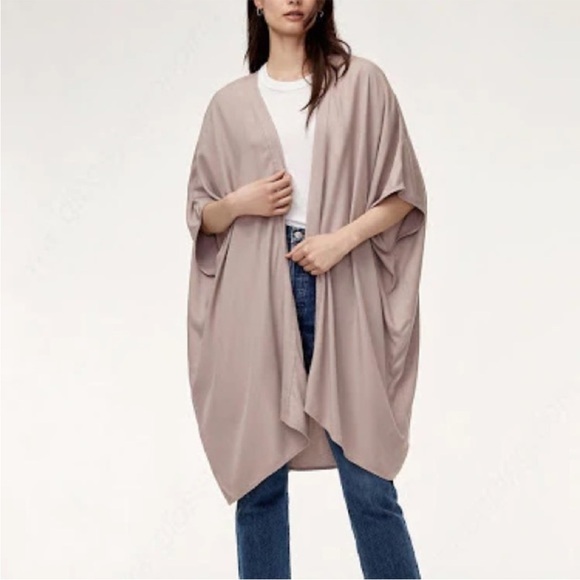 Aritzia Sweaters - Aritzia Azure Skies Pink Beige Open Front Kimono Cardigan Lightweight Size S/M